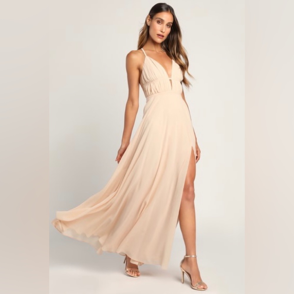 Pale Blush Sleeveless Empire Waist Maxi Dress